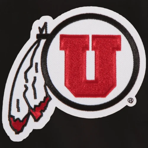 Utah Utes One Color Full Wool Black Varsity Jacket - Image 3