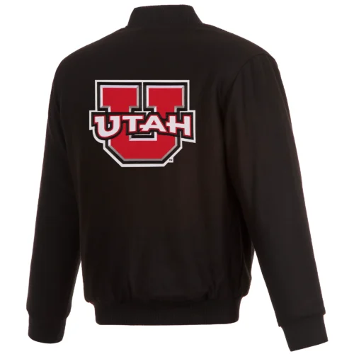 Alternative view of Utah Utes One Color Full Wool Black Varsity Jacket