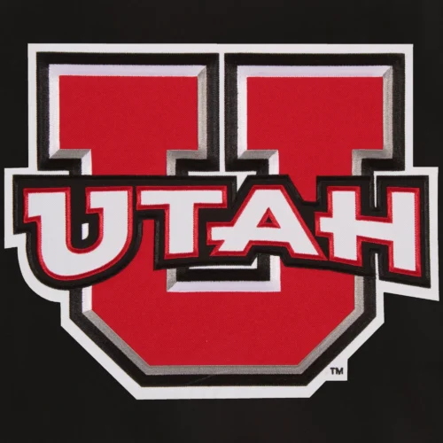 Utah Utes One Color Full Wool Black Varsity Jacket - Image 4
