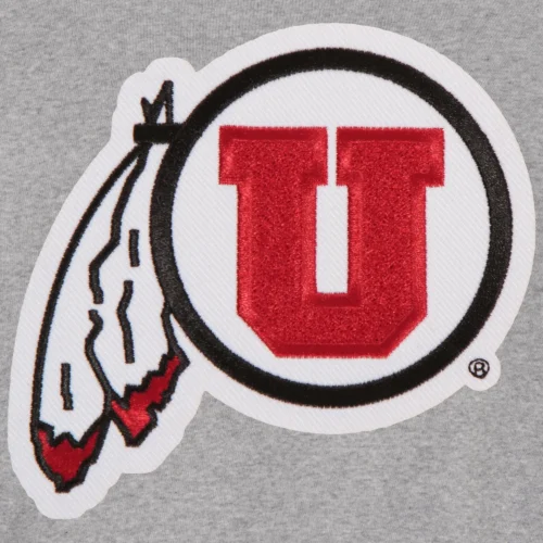 Utah Utes Two Tone Full Wool Gray/Black Varsity Jacket - Image 3
