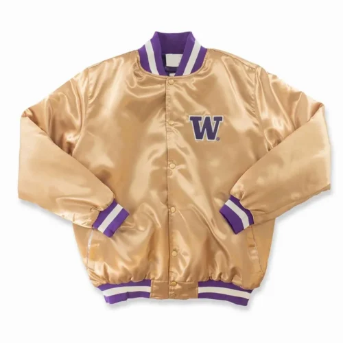 Washington Huskies Vintage Gold Satin Varsity Jacket