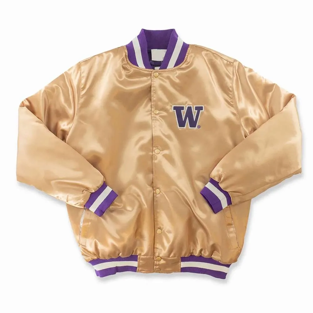 Washington Huskies Vintage Gold Satin Varsity Jacket