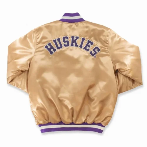 Alternative view of Washington Huskies Vintage Gold Satin Varsity Jacket