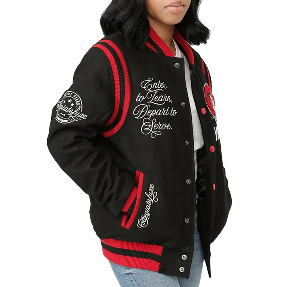 Winston-Salem State Rams Black Wool Bomber Varsity Jacket - Image 3