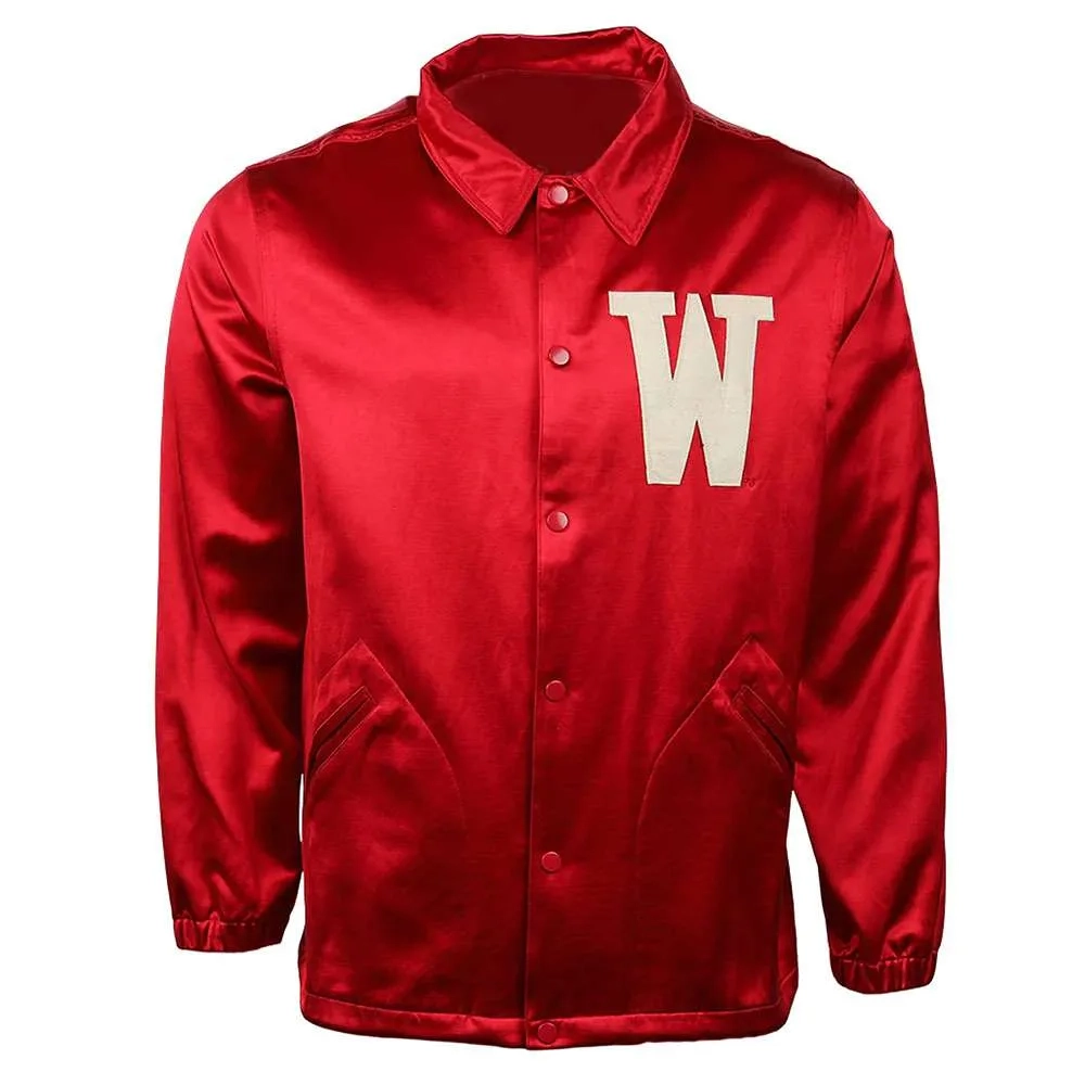 Wisconsin Badgers Windbreaker Red Satin Varsity Jacket