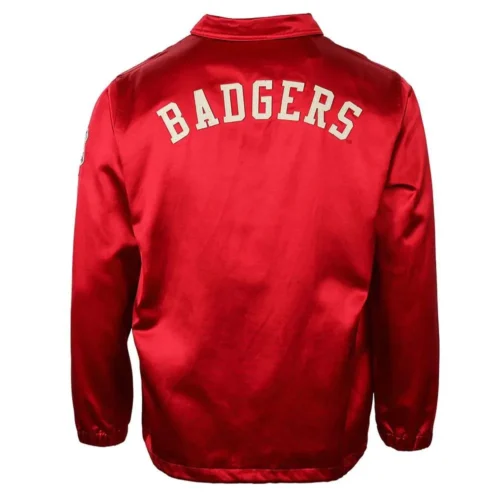 Alternative view of Wisconsin Badgers Windbreaker Red Satin Varsity Jacket