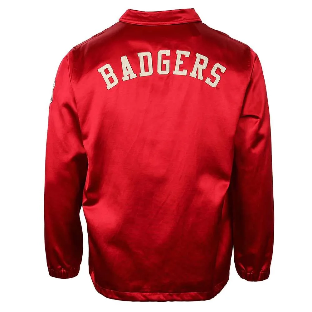 Wisconsin Badgers Windbreaker Red Satin Varsity Jacket - Image 2