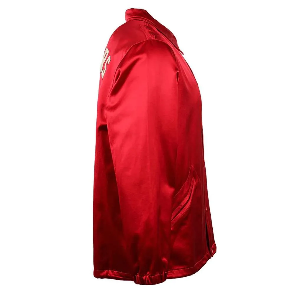 Wisconsin Badgers Windbreaker Red Satin Varsity Jacket - Image 3