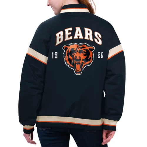 Alternative view of Women's Chicago Bears Tournament Navy Satin Varsity Jacket