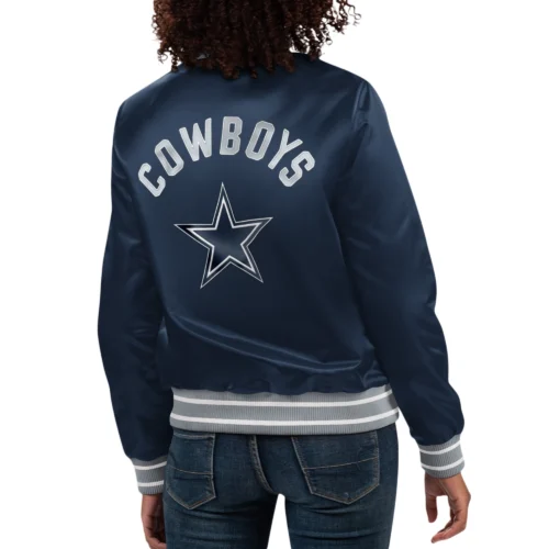 Alternative view of Women's Dallas Cowboys Full Count Blue Satin Varsity Jacket