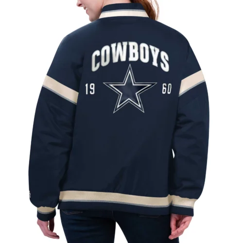 Alternative view of Women's Dallas Cowboys Tournament Navy Satin Varsity Jacket