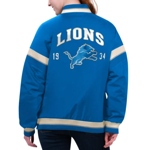 Alternative view of Women's Detroit Lions Tournament Blue Satin Varsity Jacket