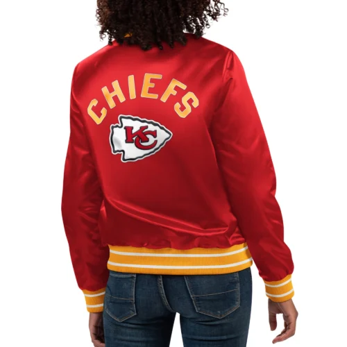 Alternative view of Women's Kansas City Chiefs Full Count Red Satin Varsity Jacket