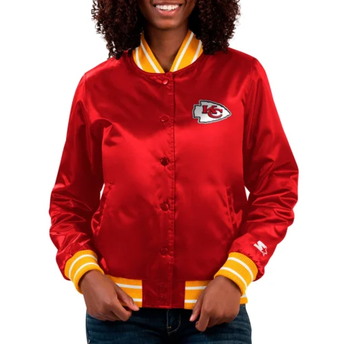 Women's Kansas City Chiefs Full Count Red Satin Varsity Jacket