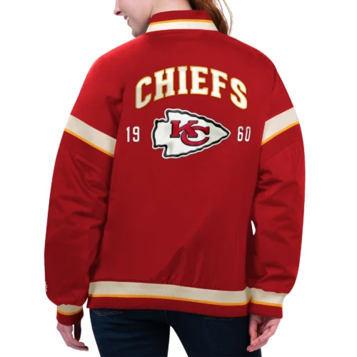 Alternative view of Women's Kansas City Chiefs Tournament Red Satin Varsity Jacket