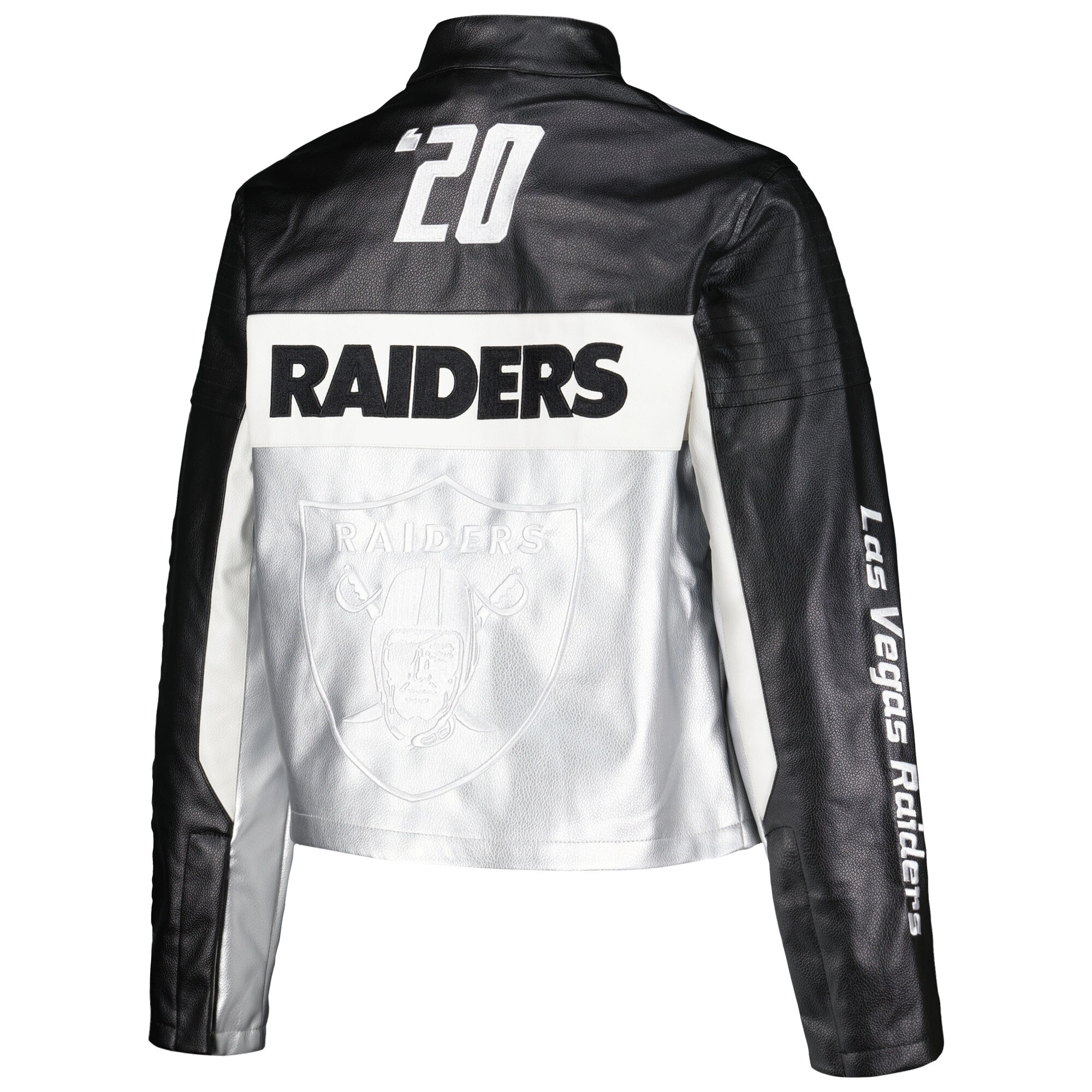 Women's Las Vegas Raiders Moto Full-Zip Black Leather Jacket - Image 2