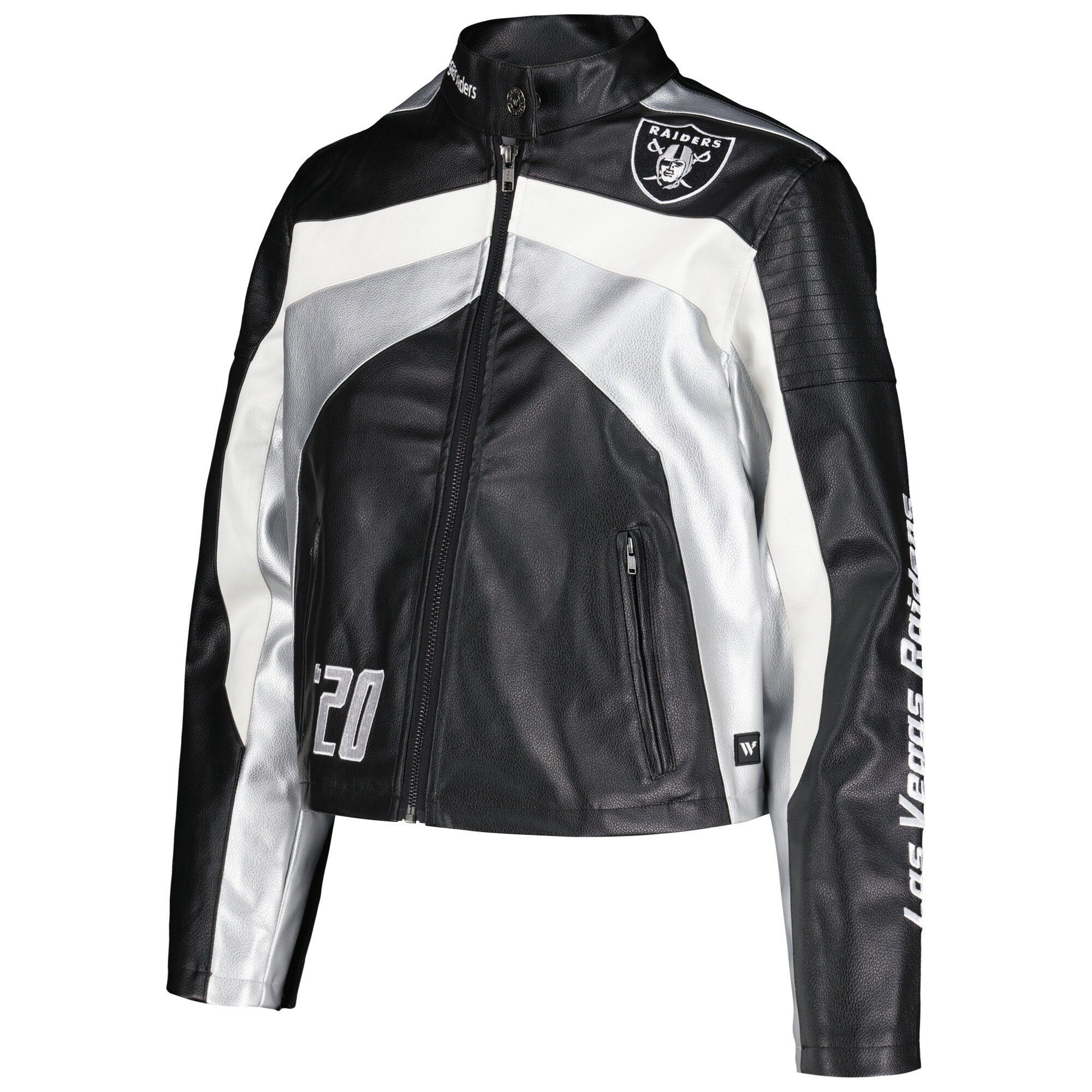 Women's Las Vegas Raiders Moto Full-Zip Black Leather Jacket
