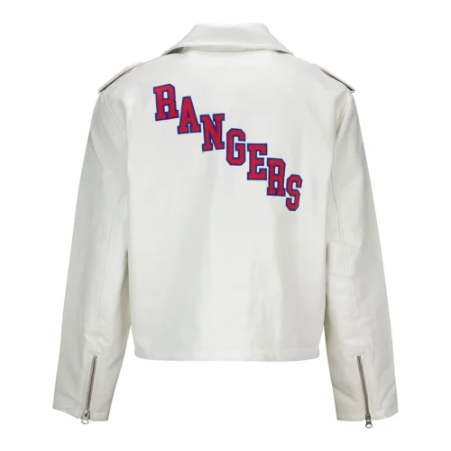 Alternative view of Women’s New York Rangers Moto Full-Zip White Leather Jacket