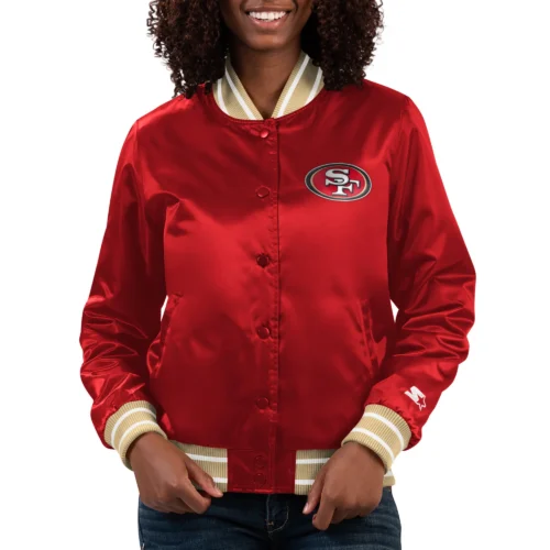 Women's San Francisco 49ers Full Count Red Satin Varsity Jacket