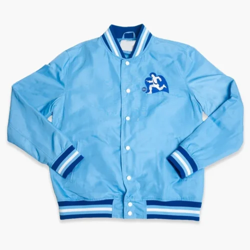 Xavier Musketeers Vintage Logo Bomber Blue Satin Varsity Jacket