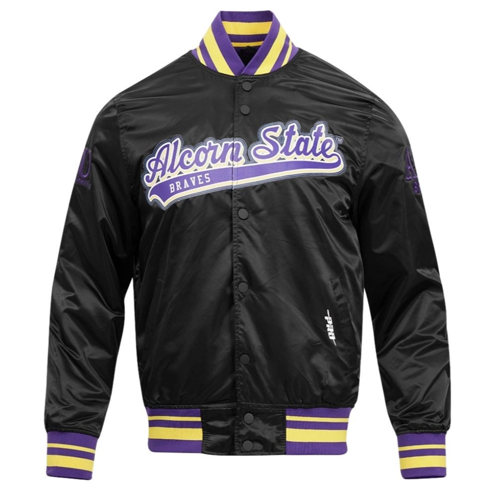Alcorn State Braves Classic Full-Snap Satin Varsity Jacket