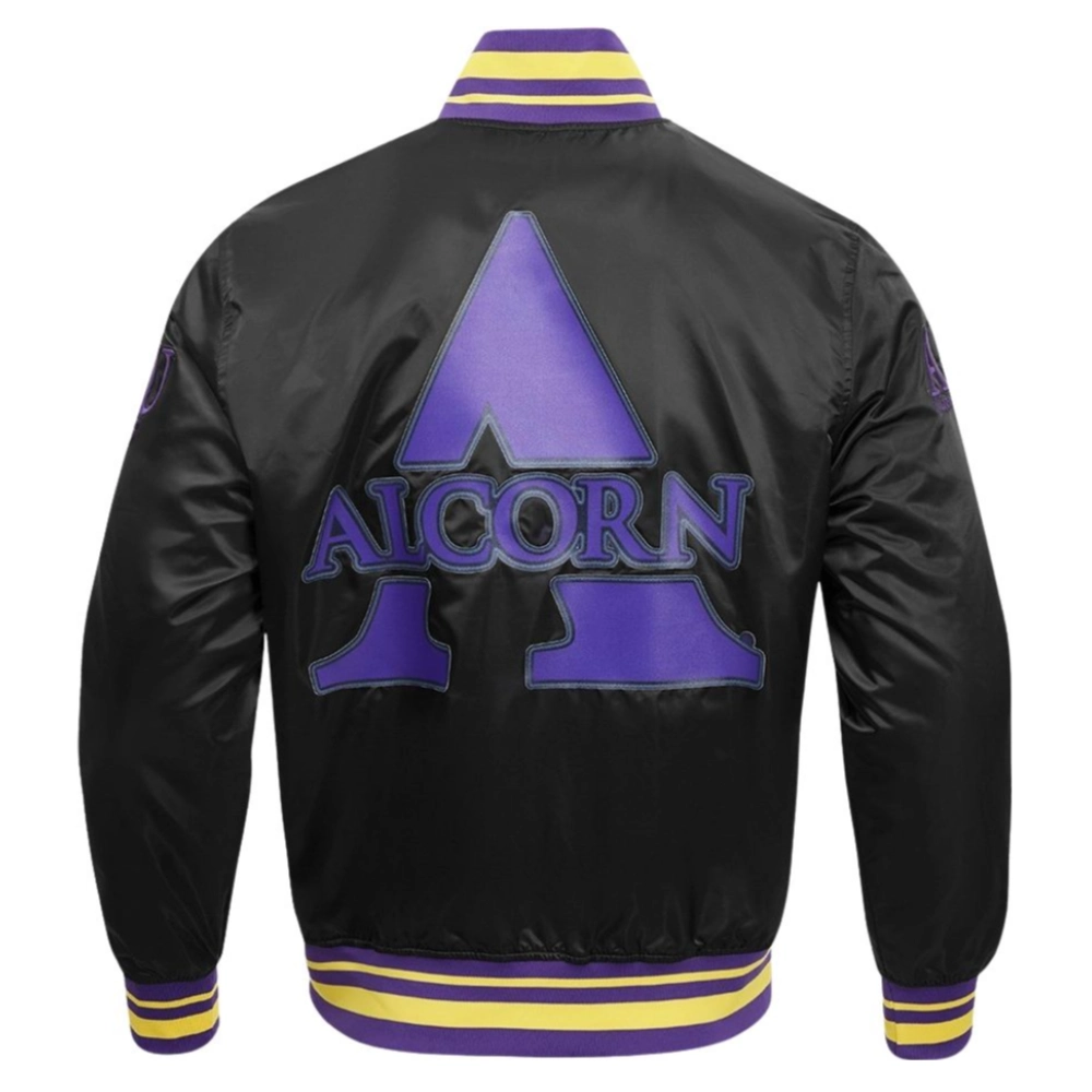 Alcorn State Braves Classic Full-Snap Satin Varsity Jacket - Image 4