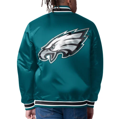 Alternative view of Philadelphia Eagles Closer Green Satin Varsity Jacket