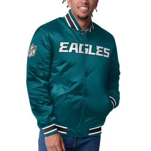 Philadelphia Eagles Closer Green Satin Varsity Jacket