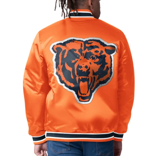 Alternative view of Chicago Bears Closer Orange Satin Varsity Jacket