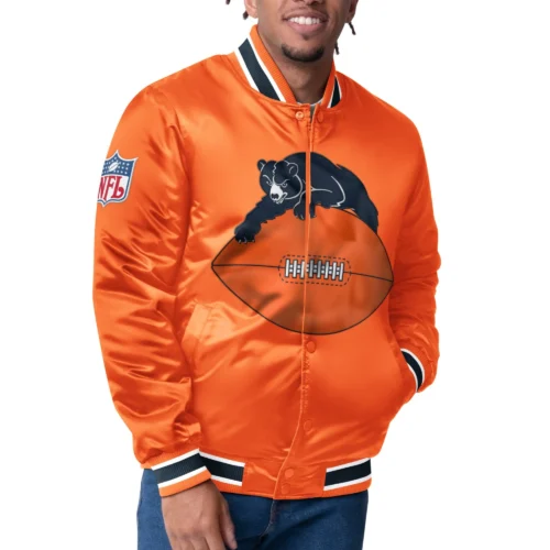 Chicago Bears Closer Orange Satin Varsity Jacket