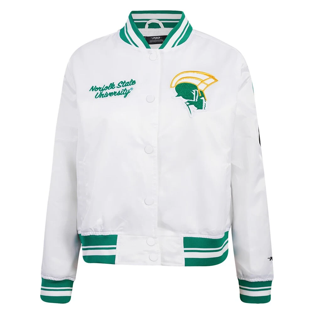 Norfolk State Spartans Classic White Satin Varsity Jacket
