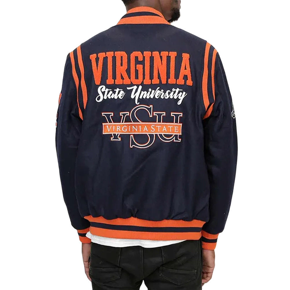 Virginia State Trojans Black Wool Bomber Varsity Jacket - Image 2