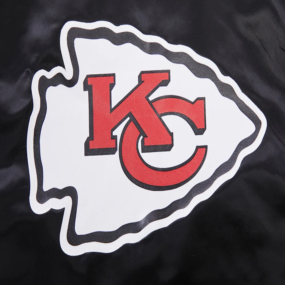 Woman's Kansas City Chiefs Classic Black Satin Varsity Jacket - Image 6