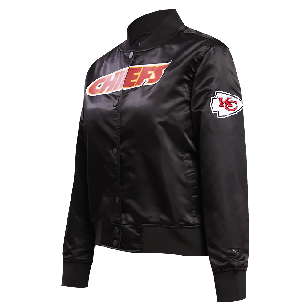 Alternative view of Woman's Kansas City Chiefs Classic Black Satin Varsity Jacket