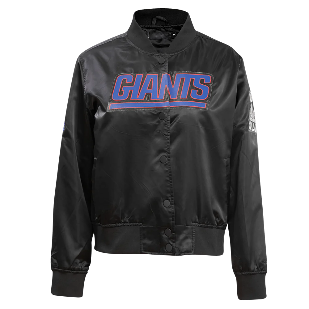 Woman's New York Giants Classic Black Satin Varsity Jacket