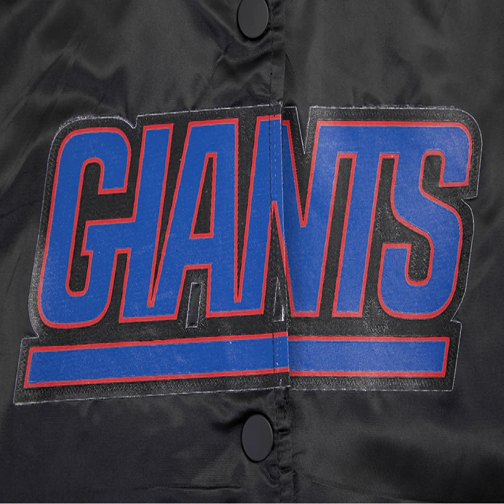 Woman's New York Giants Classic Black Satin Varsity Jacket - Image 6