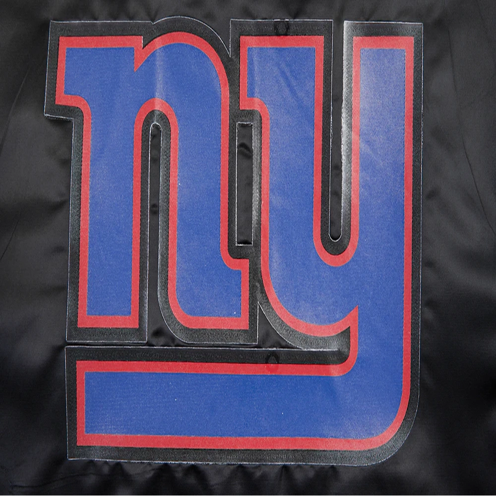 Woman's New York Giants Classic Black Satin Varsity Jacket - Image 5