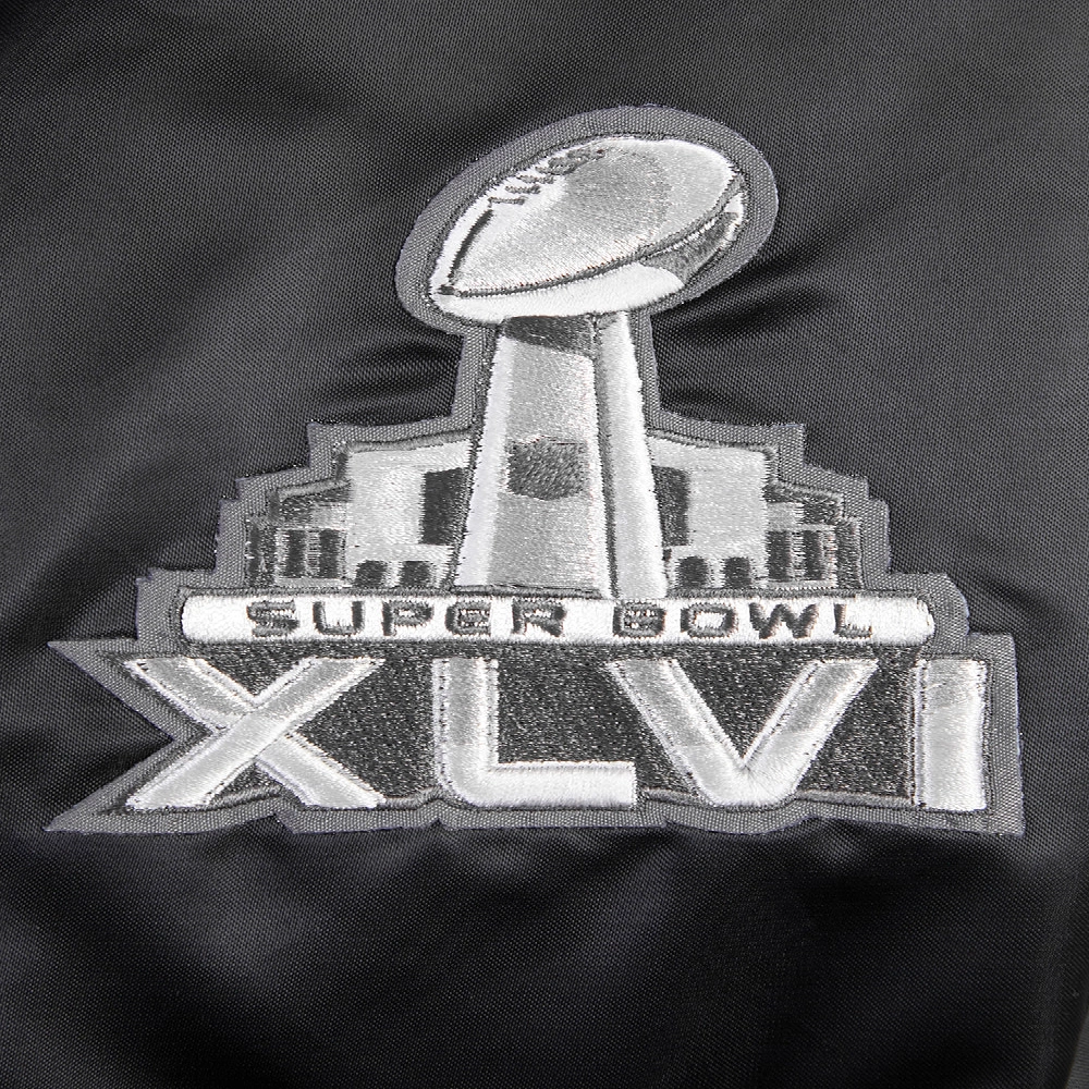 Woman's New York Giants Classic Black Satin Varsity Jacket - Image 7