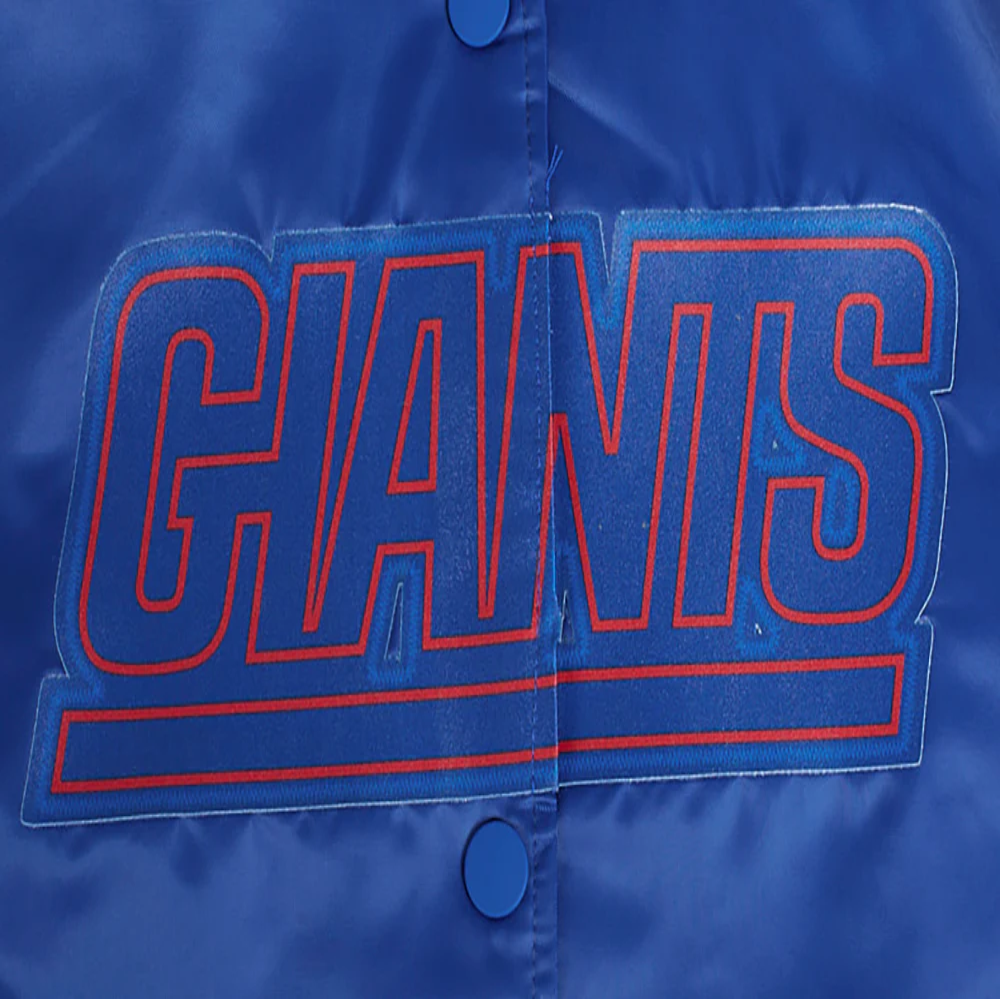 Woman's New York Giants Classic Blue Satin Varsity Jacket - Image 6