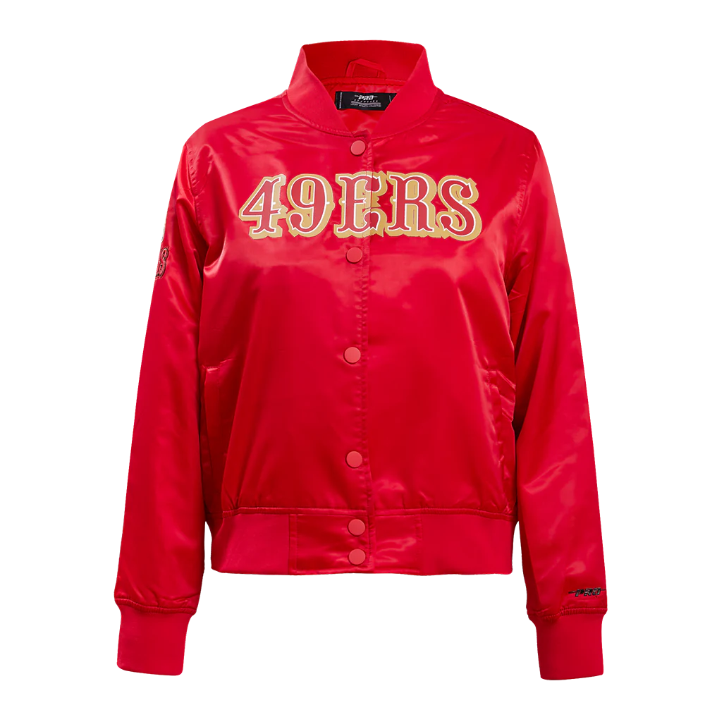 Woman's San Francisco 49ers Classic Red Satin Varsity Jacket