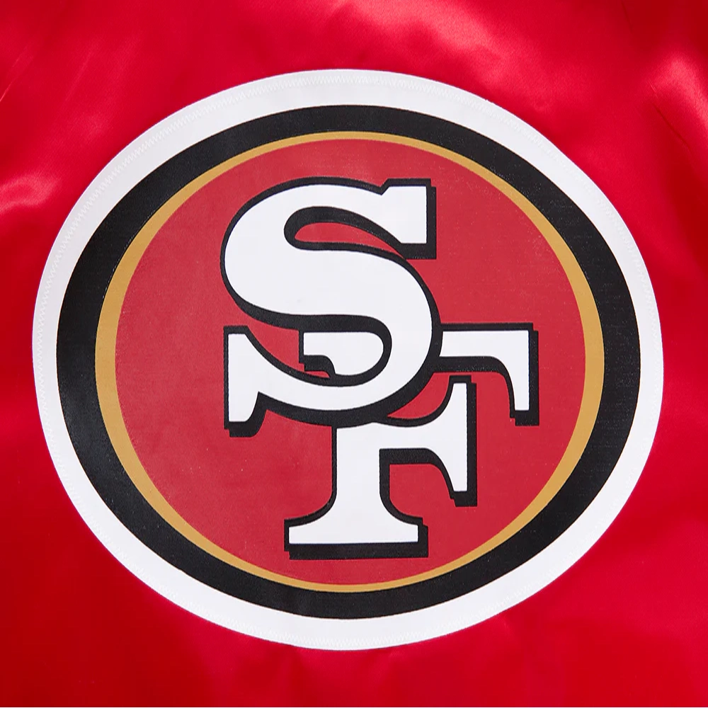 Woman's San Francisco 49ers Classic Red Satin Varsity Jacket - Image 5