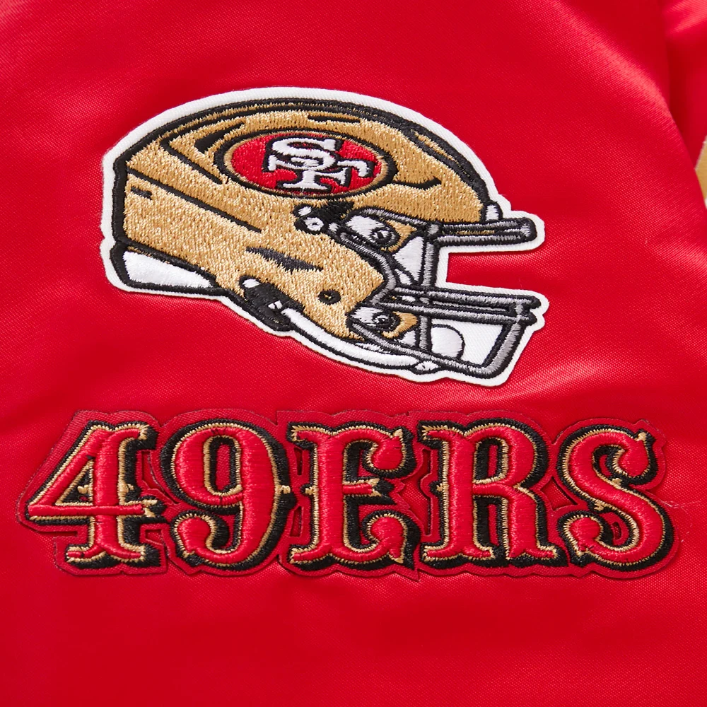 Woman's San Francisco 49ers Classic Red Satin Varsity Jacket - Image 7