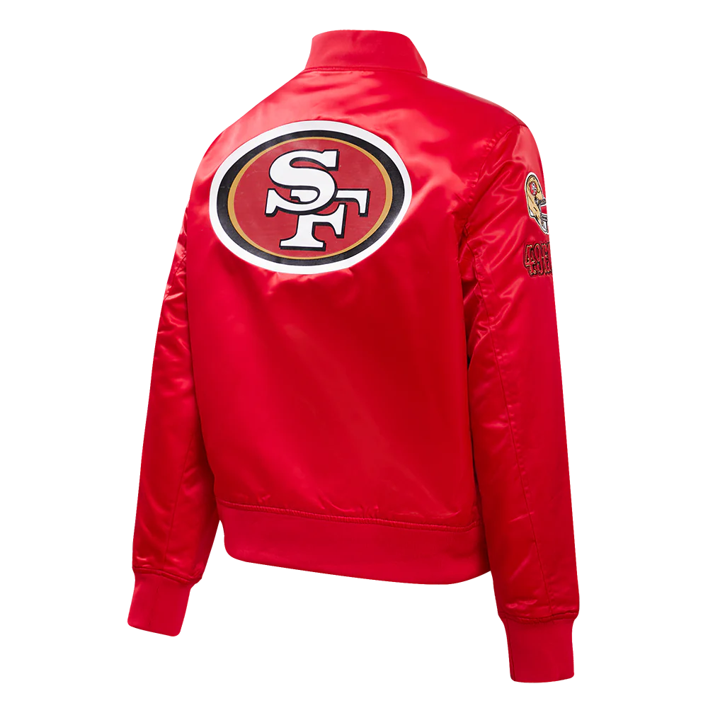 Woman's San Francisco 49ers Classic Red Satin Varsity Jacket - Image 3