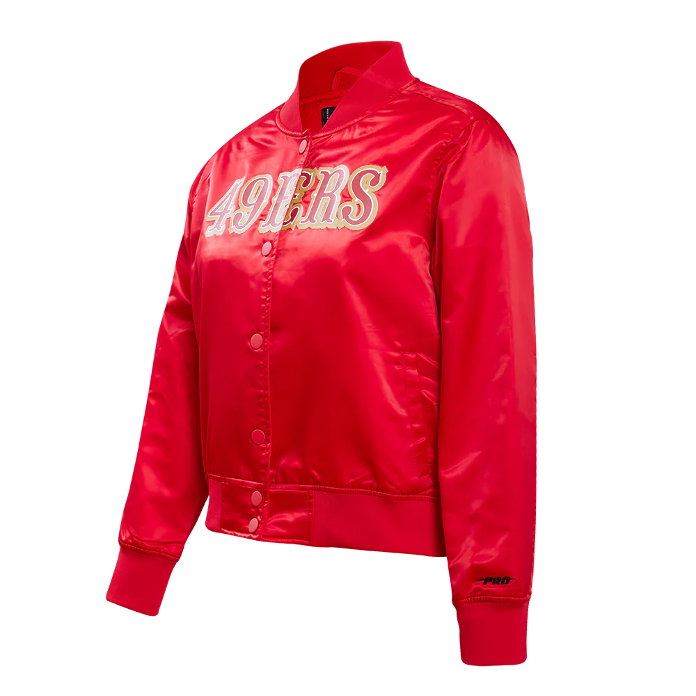 Alternative view of Woman's San Francisco 49ers Classic Red Satin Varsity Jacket