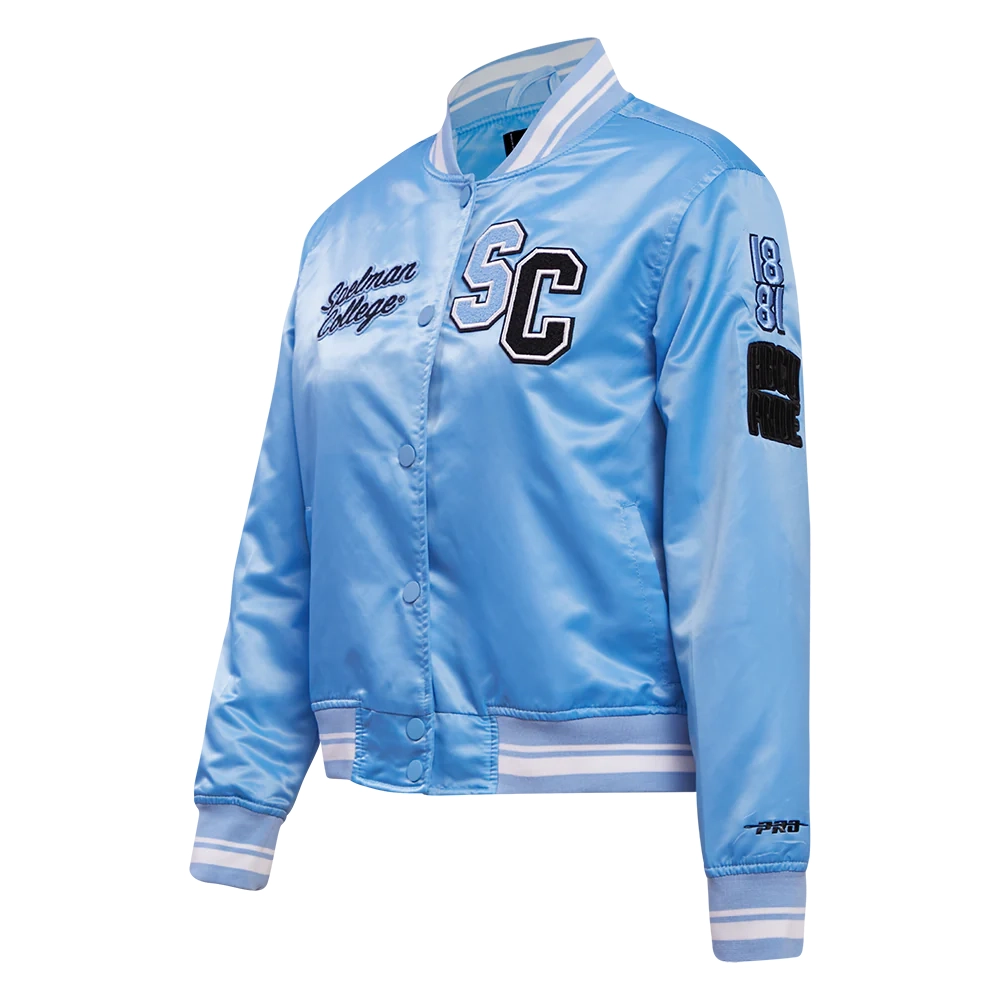 Alternative view of Woman's Spelman College Jaguars Classic Blue Satin Varsity Jacket