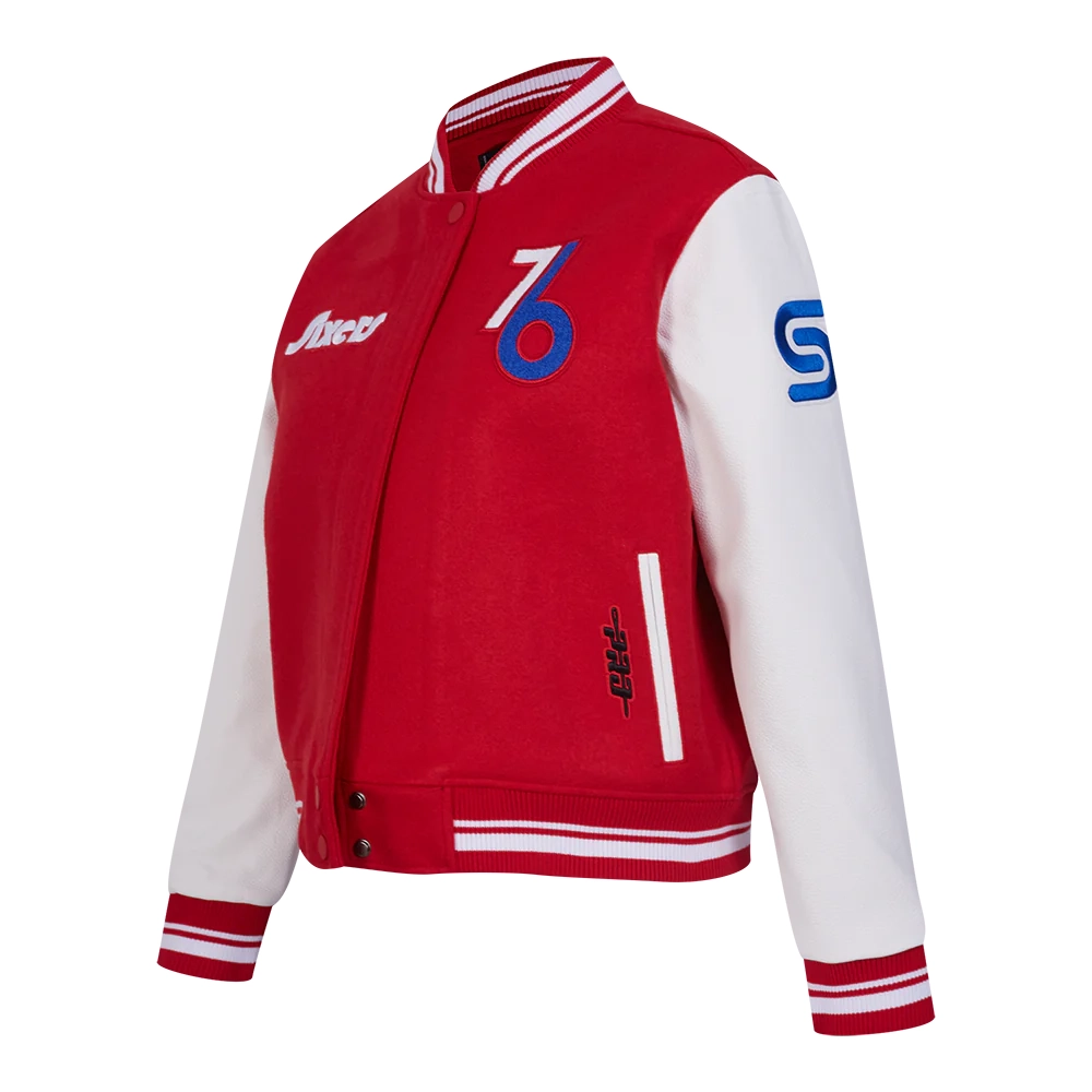 Alternative view of Women's Philadelphia 76ers City Edition 24-25 Red/White Wool & Leather Varsity Jacket