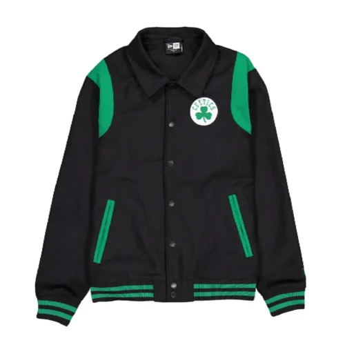 Boston Celtics Sport Night Black Wool Bomber Jacket