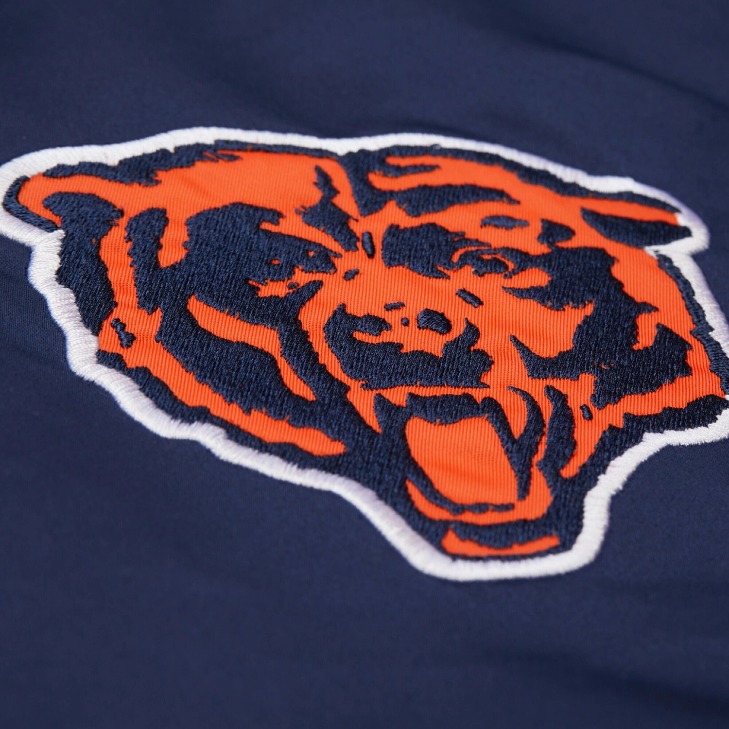 Chicago Bears Double Down Navy Satin Varsity Jacket - Image 5