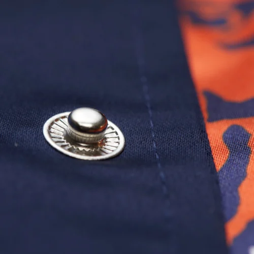 Chicago Bears Double Down Navy Satin Varsity Jacket - Image 7