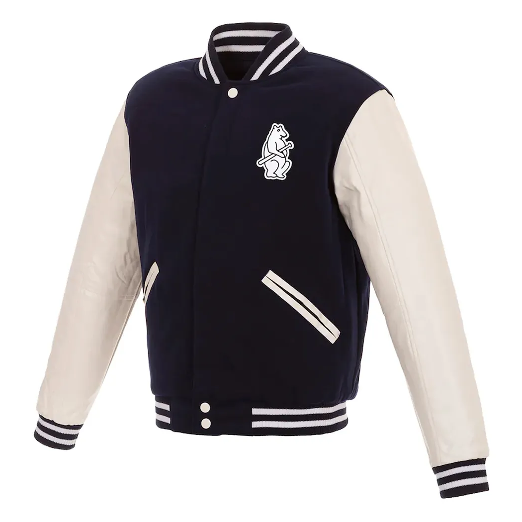Chicago Cubs Wool & Leather Two Tone Varsity Jacket